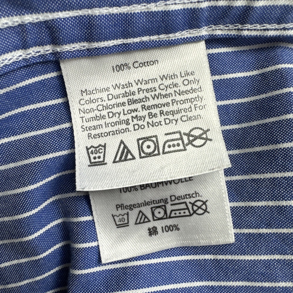 Eddie Bauer Wrinkle Resistant Shirt Mens L Blue Relaxed Fit Striped Long Sleeve - Picture 6 of 6